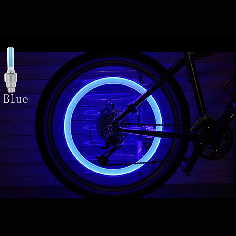 2 uds., ruedas de bicicleta, boquilla con luces de Gas, luces principales, varillas coloridos fluorescentes, bicicletas de luces de montaña: Azul