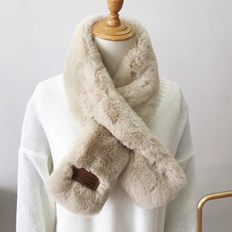 Bufanda de cuello para mujer, bufanda cruzada de felpa, encogimiento de hombros para otoño e invierno, abrigo, vestido, XIN: Apricot