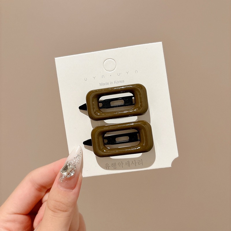 2Pcs Korean Style Hair Clips Simple All Match Light Weight Hairpin Morandi Color Square Hair Barrettes Girl Hair Accessories: green