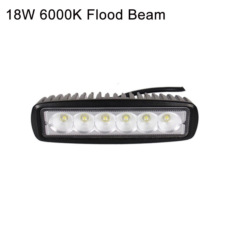 1 Pcs Ecahayaku 6 Inch Led Licht Bar 12V-30V 18W Waarschuwing Verlichting IP67 Led spotlight Motorcycle Offroad 4X4 Atv Trekker: 18W Flood Beam