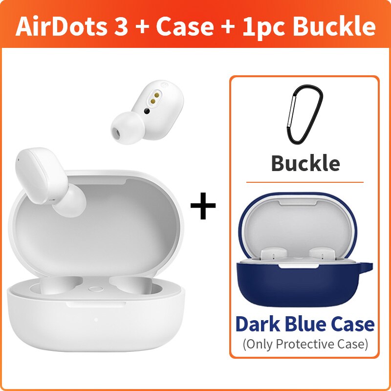 Xiaomi Redmi AirDots 3 Wireless Bluetooth 5.2 In-Ear Mi True Earphone Wireless Stereo Touch Control Smart Wear: whiteAddDarkBlueBox