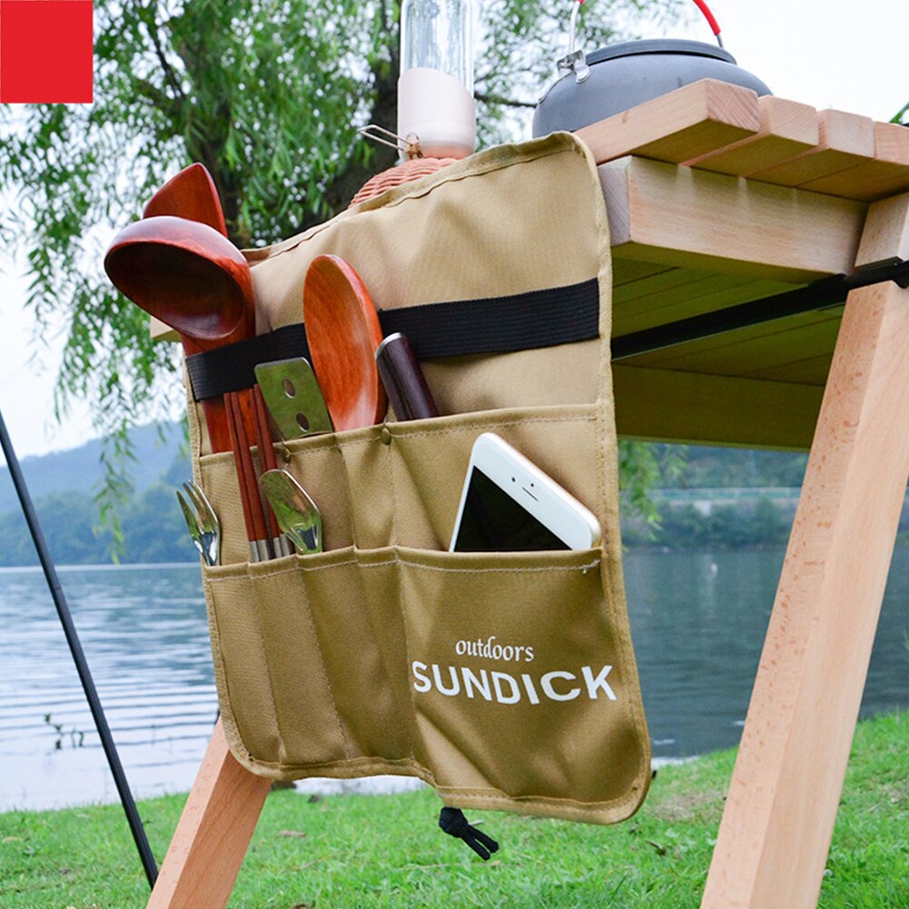 Sundick 900d oxford klud udendørs camping picnic bordservice opbevaringstaske trekant / rektangel bordservice hængende arrangørposer