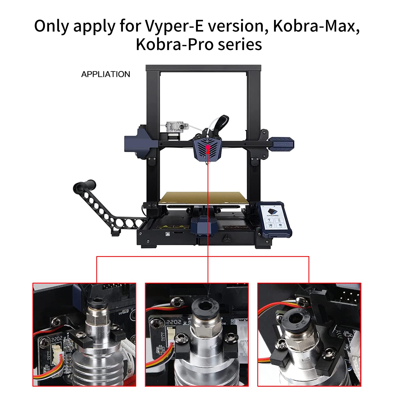 Toaiot Hotend-Kit de bloques de montaje, Sensor de estensómetro, piezas de repuesto, nivelación automática para piezas de impresora 3D Anycubi Vyperr, reemplazo