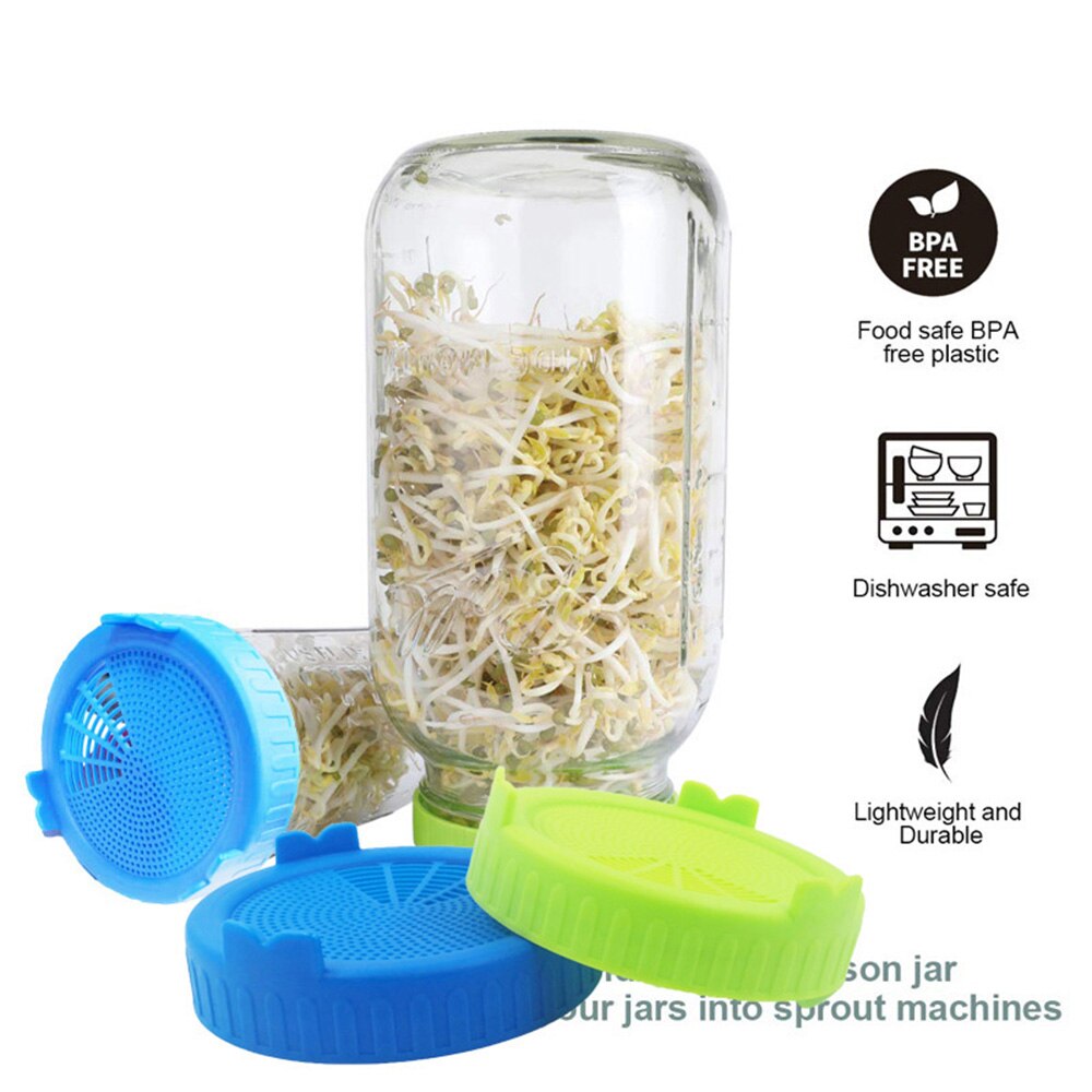 4 Or 2 Sprouting Lid Food Grade Mesh Sprout Cover Kit Seed Growing ...