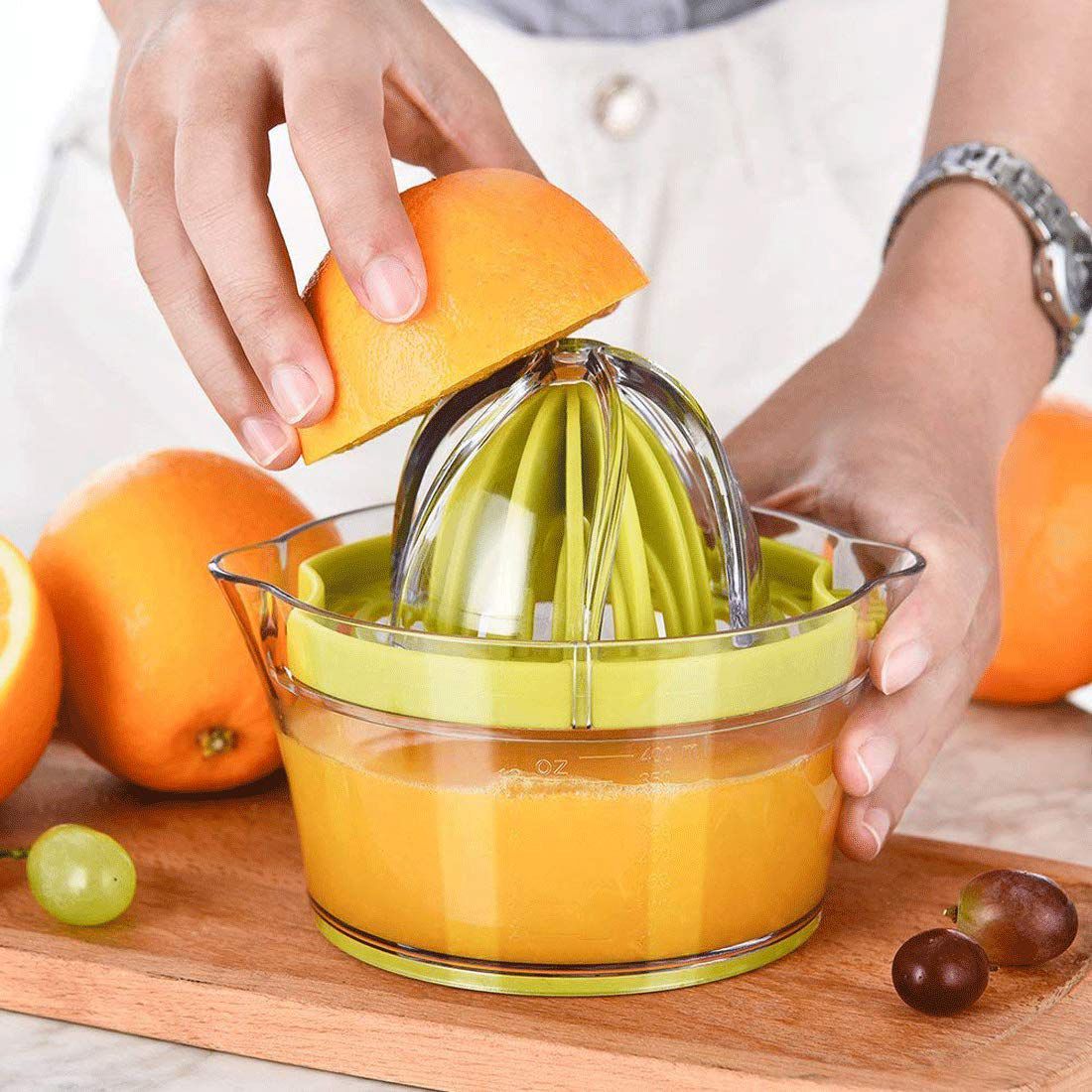 Citrusjuicer citronappelsinjuicepress manuell handpress med inbyggd mätkopp och rivjärn