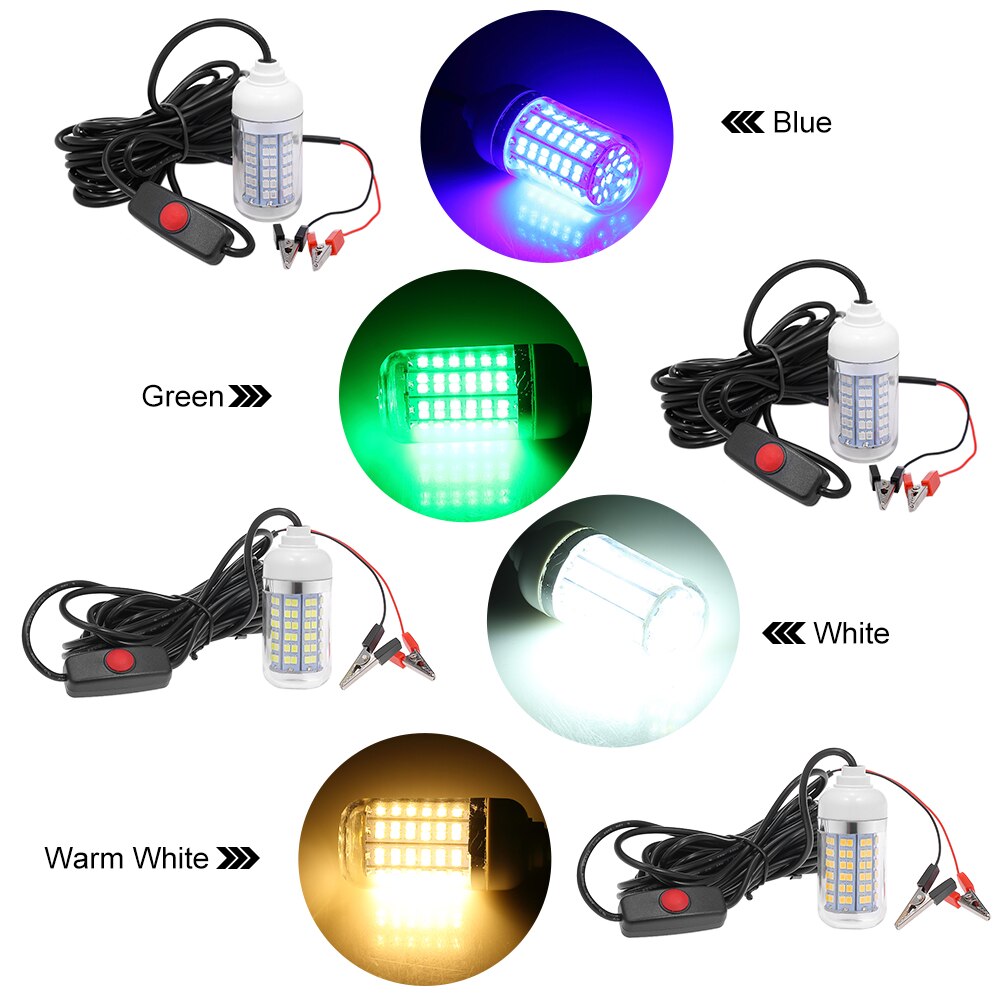 12V 15W Onderwater Vissen Trekken Licht LED Lamp Vissen Licht Lokt Vis Finder Lamp Trekt Garnalen Inktvis Krill (4 kleuren)