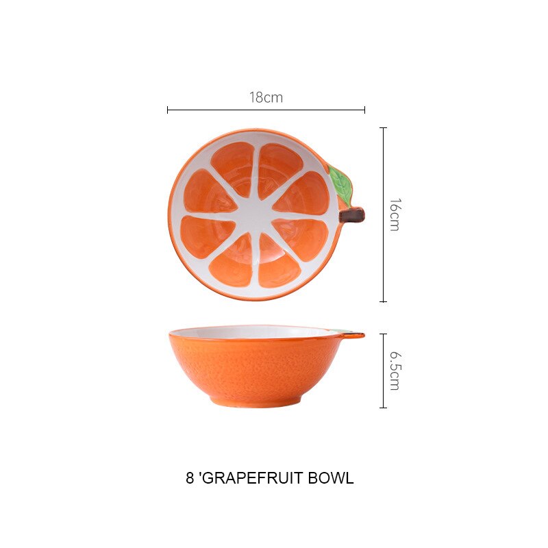 Bandeja kawaii en forma de aguacate, plato de cerámica para ensalada de frutas, decoración para el hogar, cocina, Bol para arroz o sopa, vajilla para niños: 8 inch grapefruit