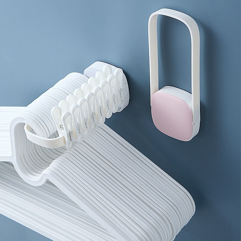 Multifunctional Foldable Perforation-free Wall-mounted Hanger Storage Organizer Balcony Hook To Hang Hanger Clip