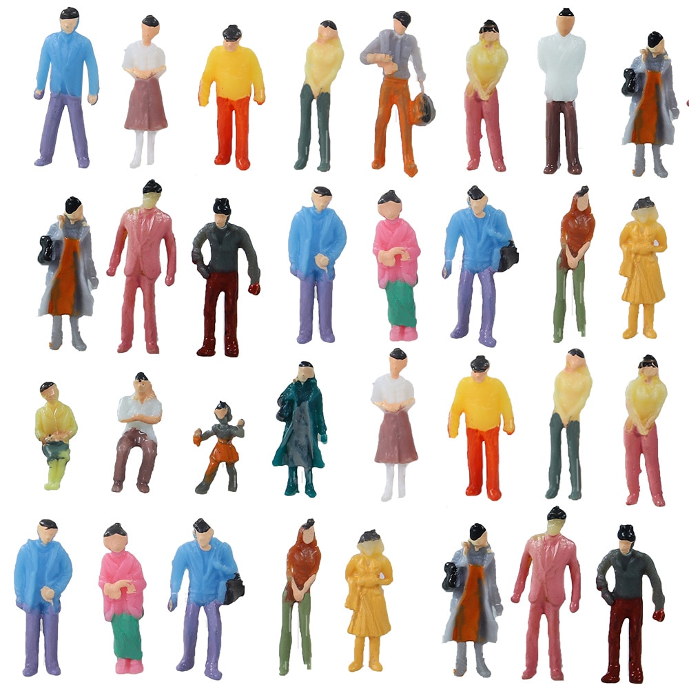 100PCS 1:100-1:200 Miniature Painted Figures Model People Diorama Street Passenger Sand Table Architecture Building Materials