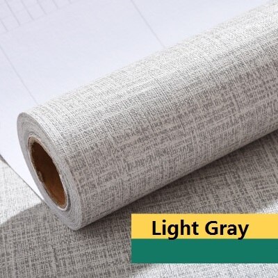PVC Vinyl Self adhesive Wallpaper for Bedroom Living Room Decor Wall Decals for Kitchen Contact Paper Shelf Liner Wall Stickers: Flax Light Gray / 60cm x 3m