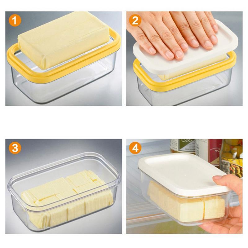 Butter Cutter Stainless Steel Slicer Cheese Glass Butter Keeper Container Box Multifunction Kitchen Accessories