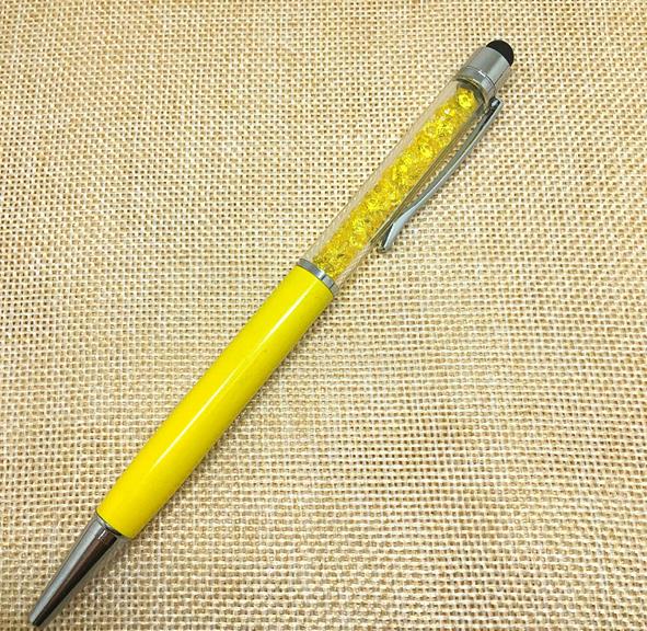 (1Pcs/Sell) Crystal Pen Diamond Pens Stationery Fountain Pen Stylus Touch Pen 11 Colors Oily Black Refill: 6