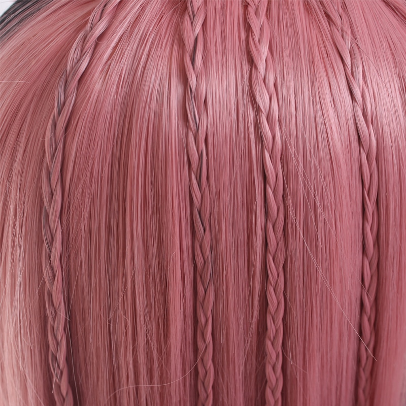 ccutoo Female's Melanie Martinez Synthetic Half Black and Pink 8 Small Braids Hair Cosplay Costume Wigs Heat Resistance Fiber
