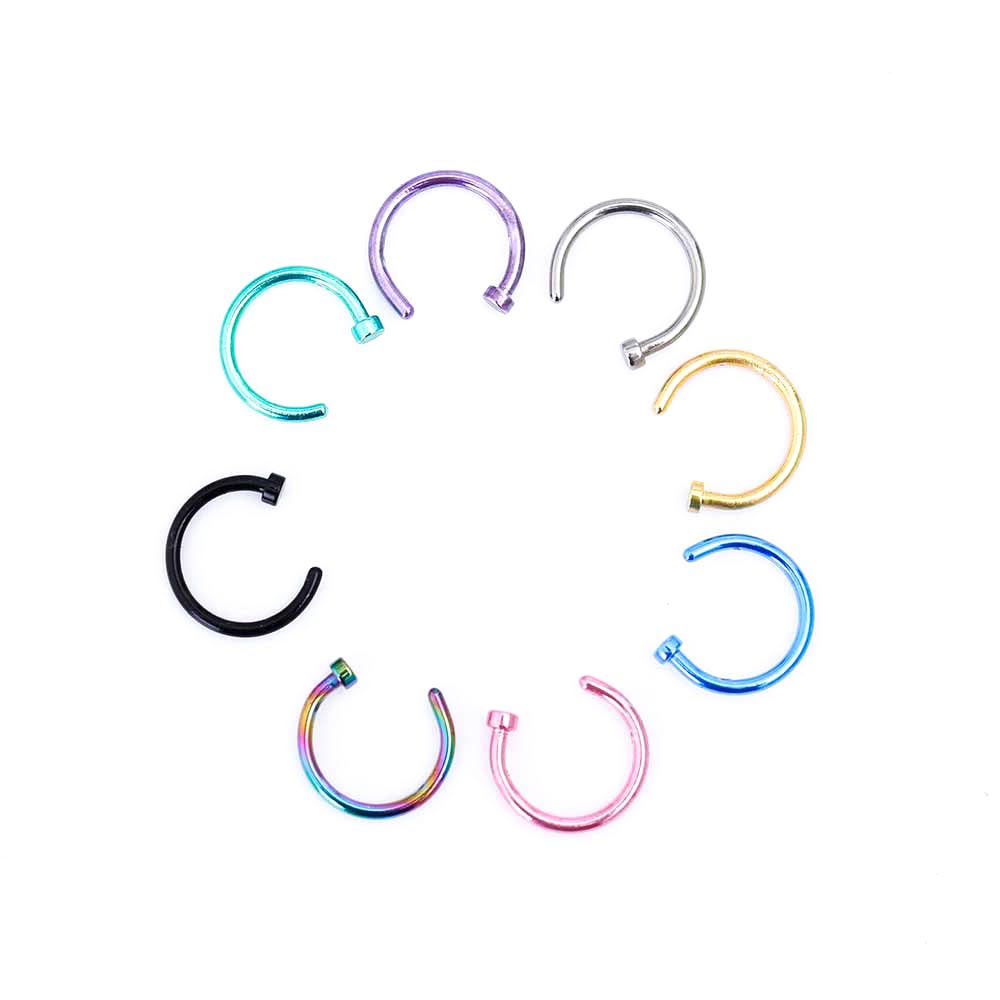 Iparam 1 Pc Neusgaten 8-Kleur Neus Nail Ring Neus Ring Ring Lichaam Valse Punctie Punctie Voor Vrouwen