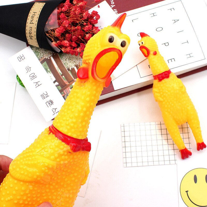 Screaming Chicken Rubber Squeeze Sound Pet Cat Toy Screaming Chicken Venting Chicken Trick Funny Squeaky Toys Pet Toys