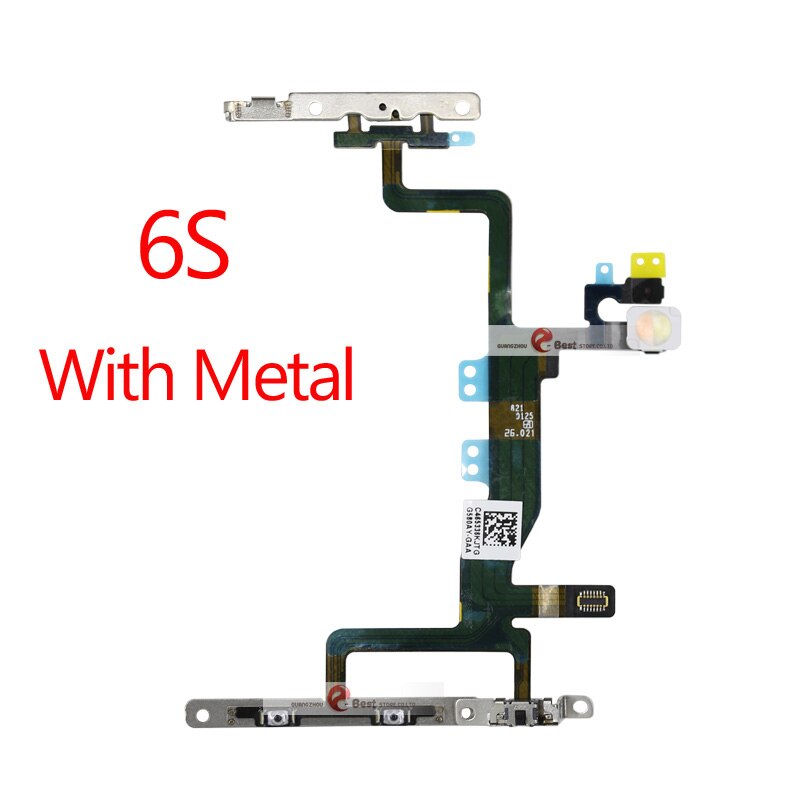Power Flex dla iPhone 5G SE 6 6s 7 8 Plus 7G 8G 6G X XR XS MAX wyciszenie i przycisk głośności klucz przełącznika przewód zasilający z części metalowe: 6S  Metal