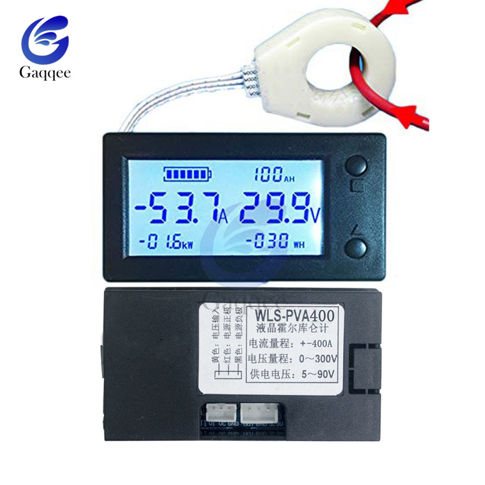 100A 200A 400A Stn Lcd Hall Coulomb Teller Meter Voltmeter Ampèremeter Voltage Auto Batterij Monitor Amp Power Capaciteit Indicatotr