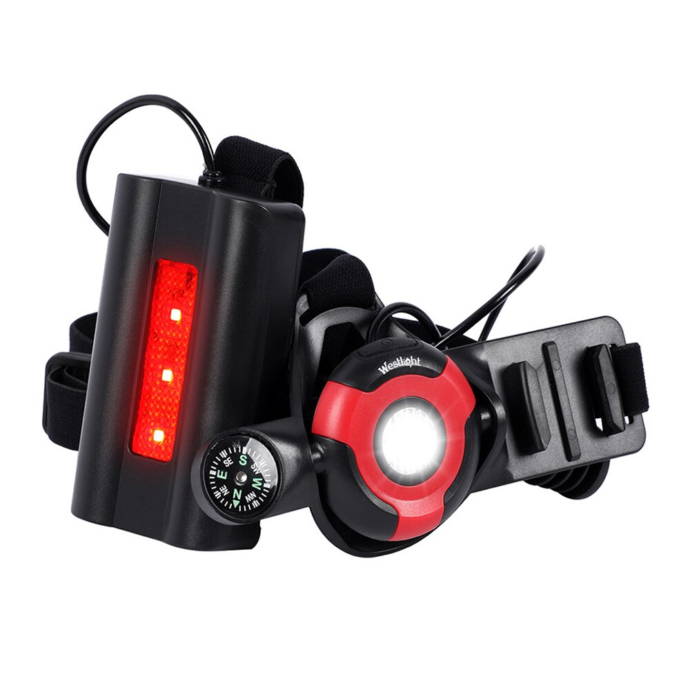 Outdoor Night Running Lights USB Rechargeable Chest Light LED Safety Warning Lamp with Compass Camera Buckle 3 Lighting Modes
