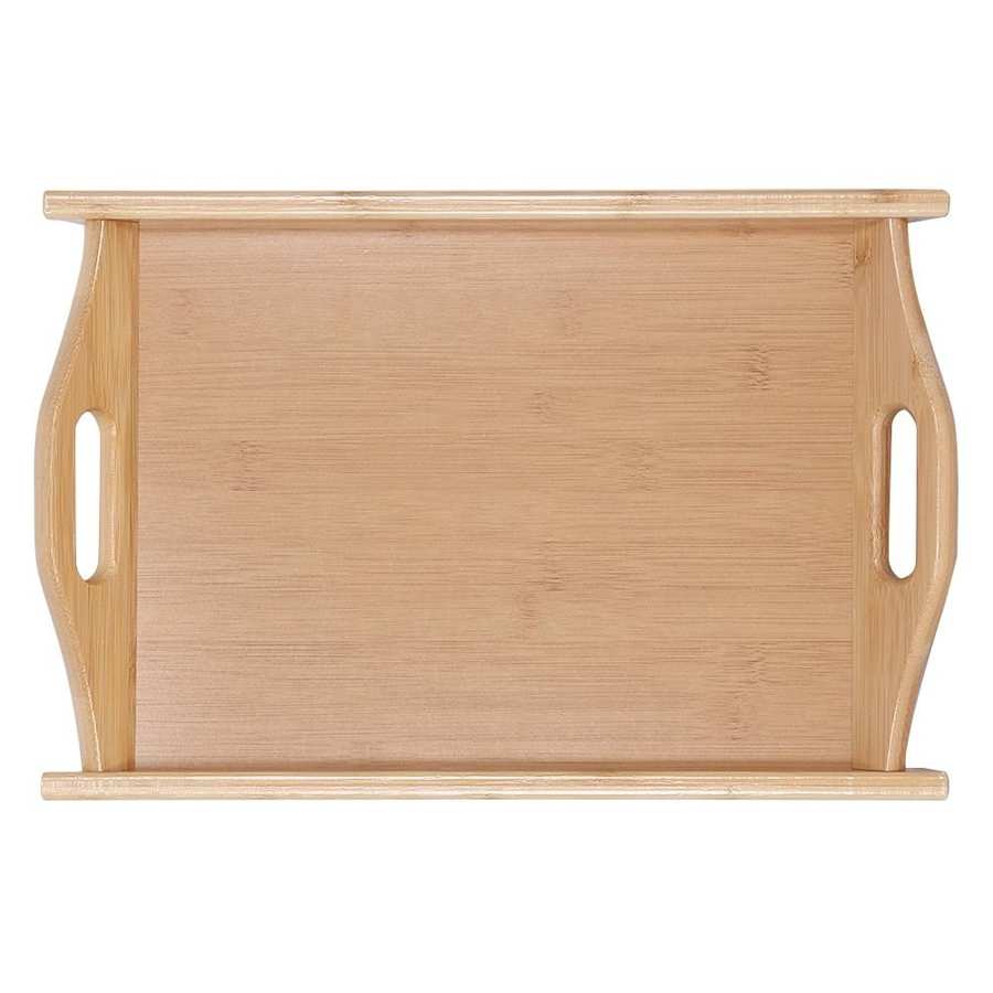restaurante tray Bamboo Rectangular Tea Tray Coffee Food Drink Serving Table Tray with Handle for Home Party Supplies: small