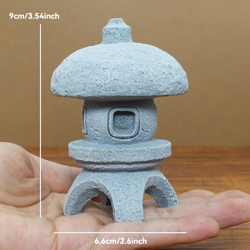 Torre de piedra de arena en miniatura Zen Vintage, adornos de pabellón, figuras de farol, bonsái de jardín japonés, decoración del hogar