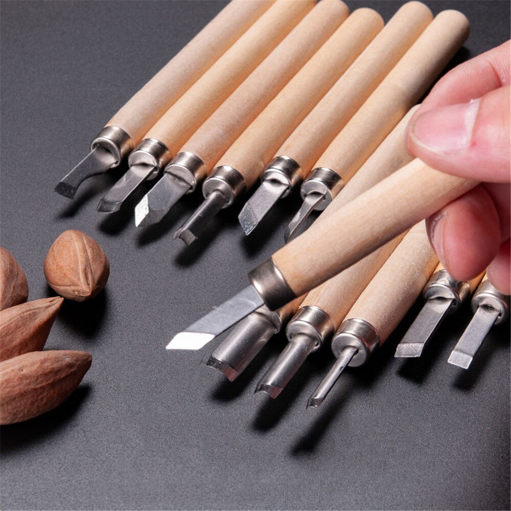 3/6/8/10/12pcs/set Wood Carving Chisel Knifes Hand Tool Set for Basic Detailed Carving DIY Tools Woodworking Gouges
