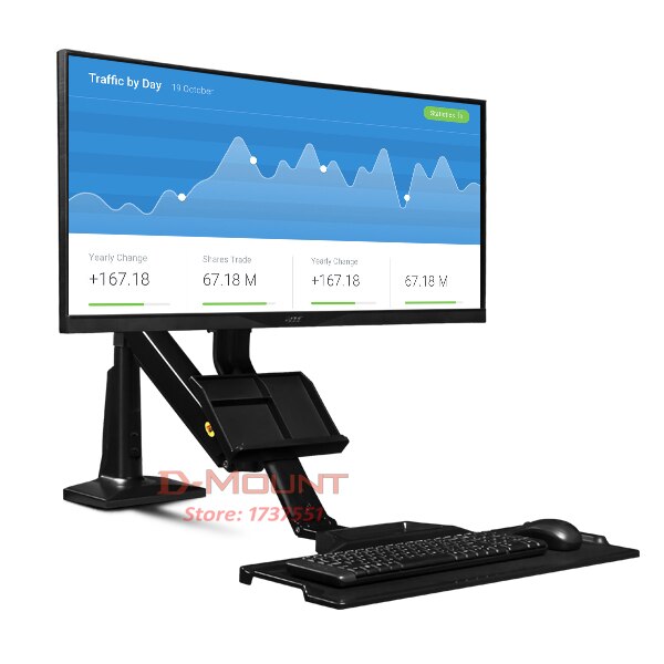 Nb FC35 190Cm Computer Sit-Stand Werk Station Desk Mount Laptop Table Stand Monitor Beugel Plank Met Toetsenbord plaat