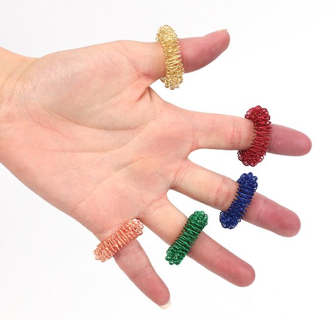 5PC Spiky Sensory Finger Acupressure Ring Fidget Toy For Kids Adults Silent Stress Relief Massager Helps With Focus ADHD Autism