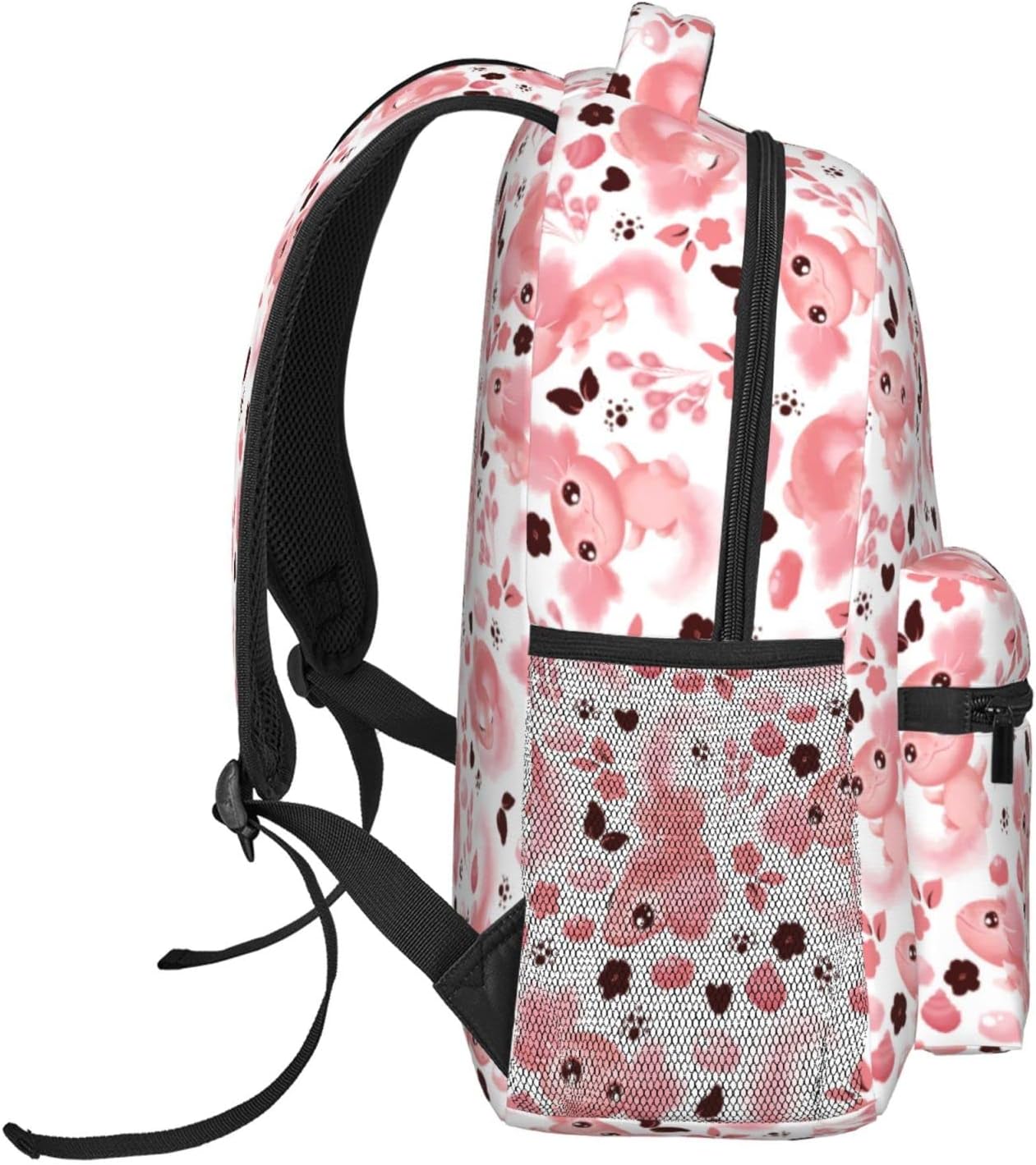 Cute Axolotl Backpack Laptop Backpack Lightweight Backpack Casual Daypack With Adjustable Straps.Cute Pink Axolotl