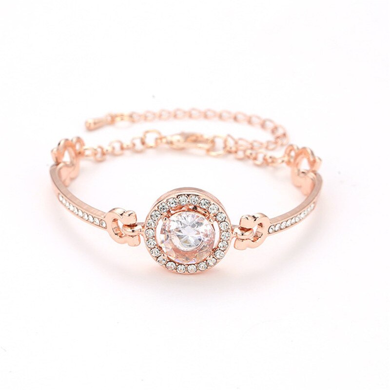 modern stylish Adjustable Chain versatile bracelet for women personality Simple temperament noble flash bangle Wedding Jewelry: rose gold