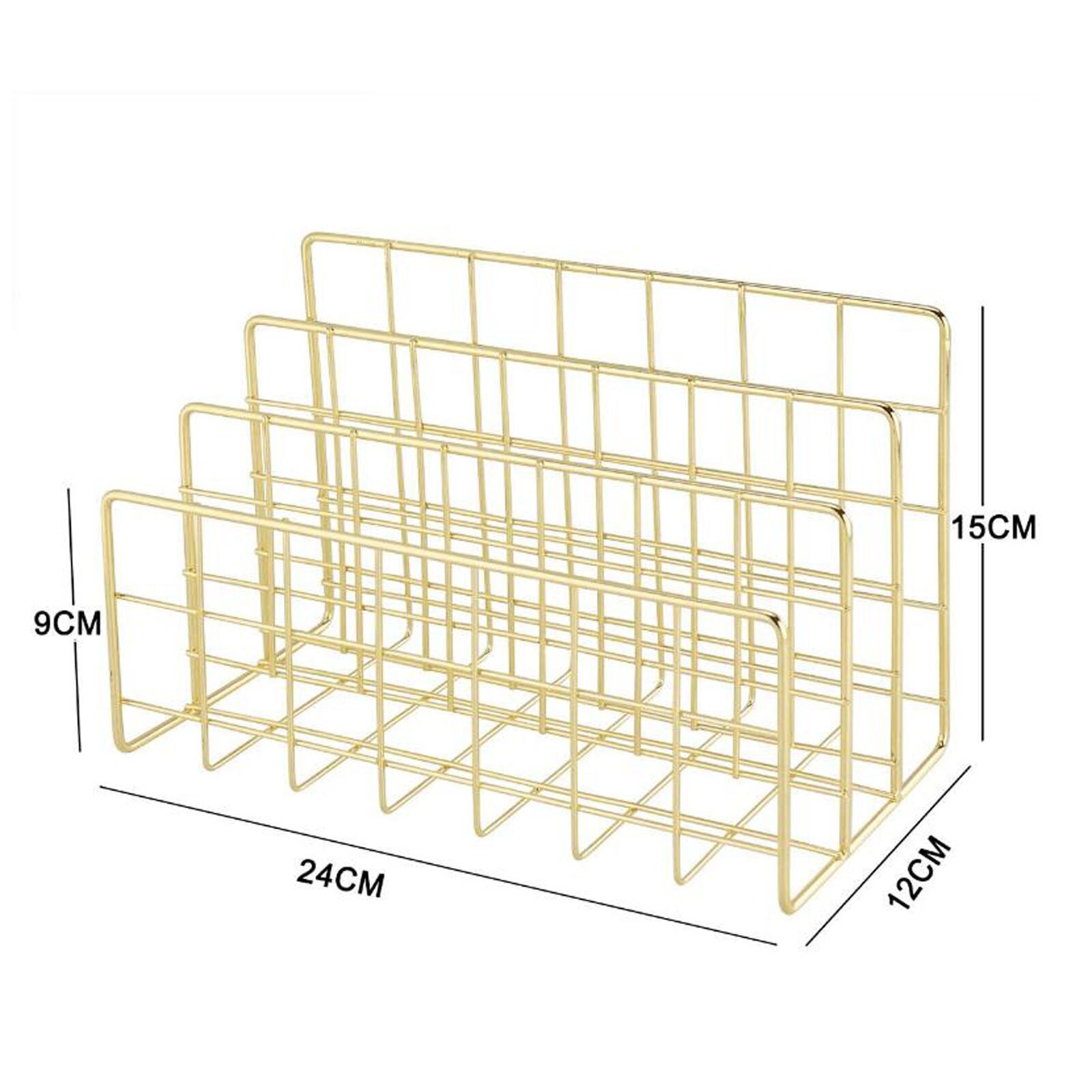 File Storage Rack Three Wrought Iron Bookshelf Metal Book Stand Desktop Decoration Home Decor Metal Book Stand Gold