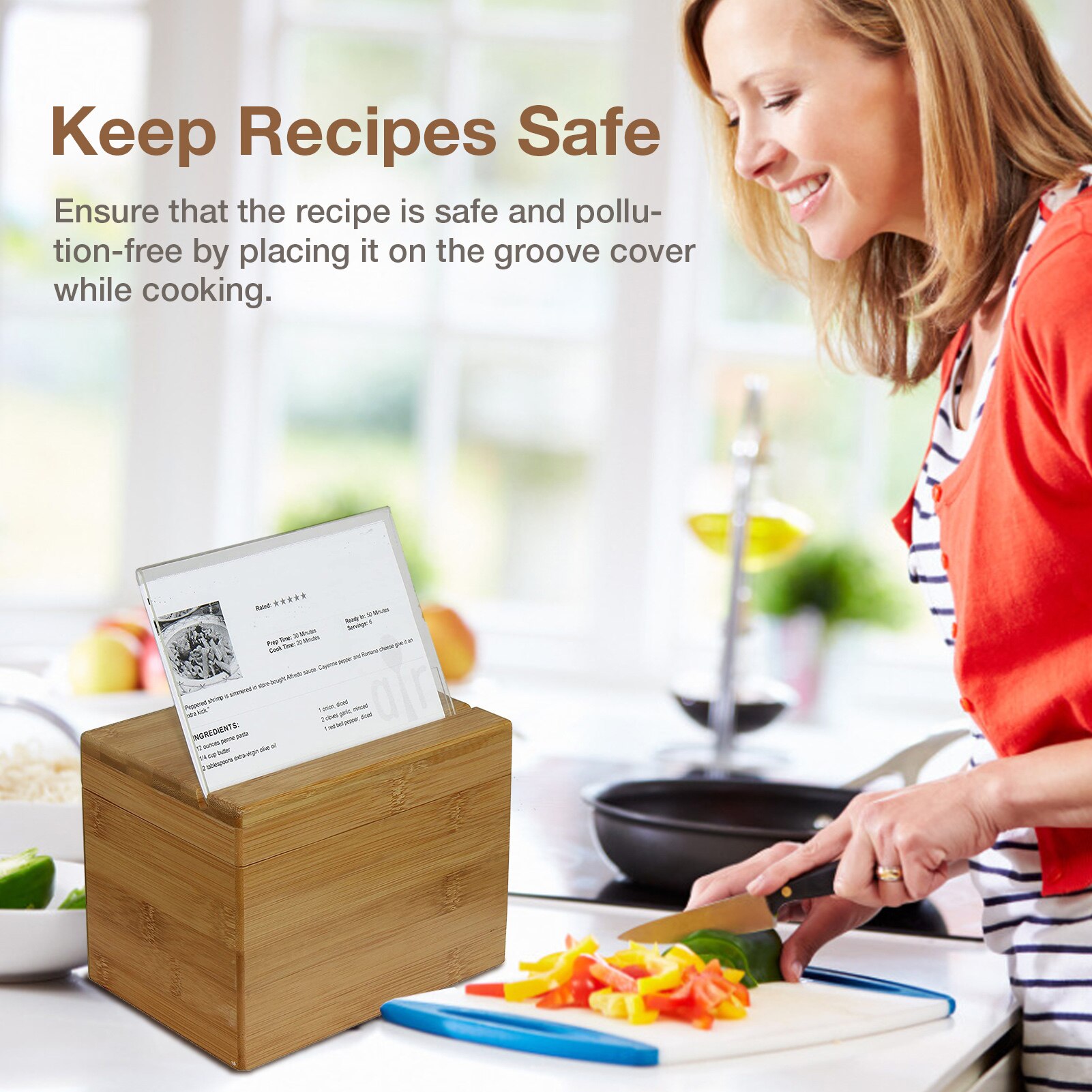 Recipe Storage Box Set Bamboo Recipe Box Wooden Recipe Box With Divider For Kitchen Home Storage