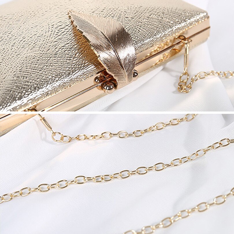 nouvelles femmes fête soirée pochettes PU chaîne épaule sacs à main feuille serrure métal soirée sac à main messager bandoulière sacs