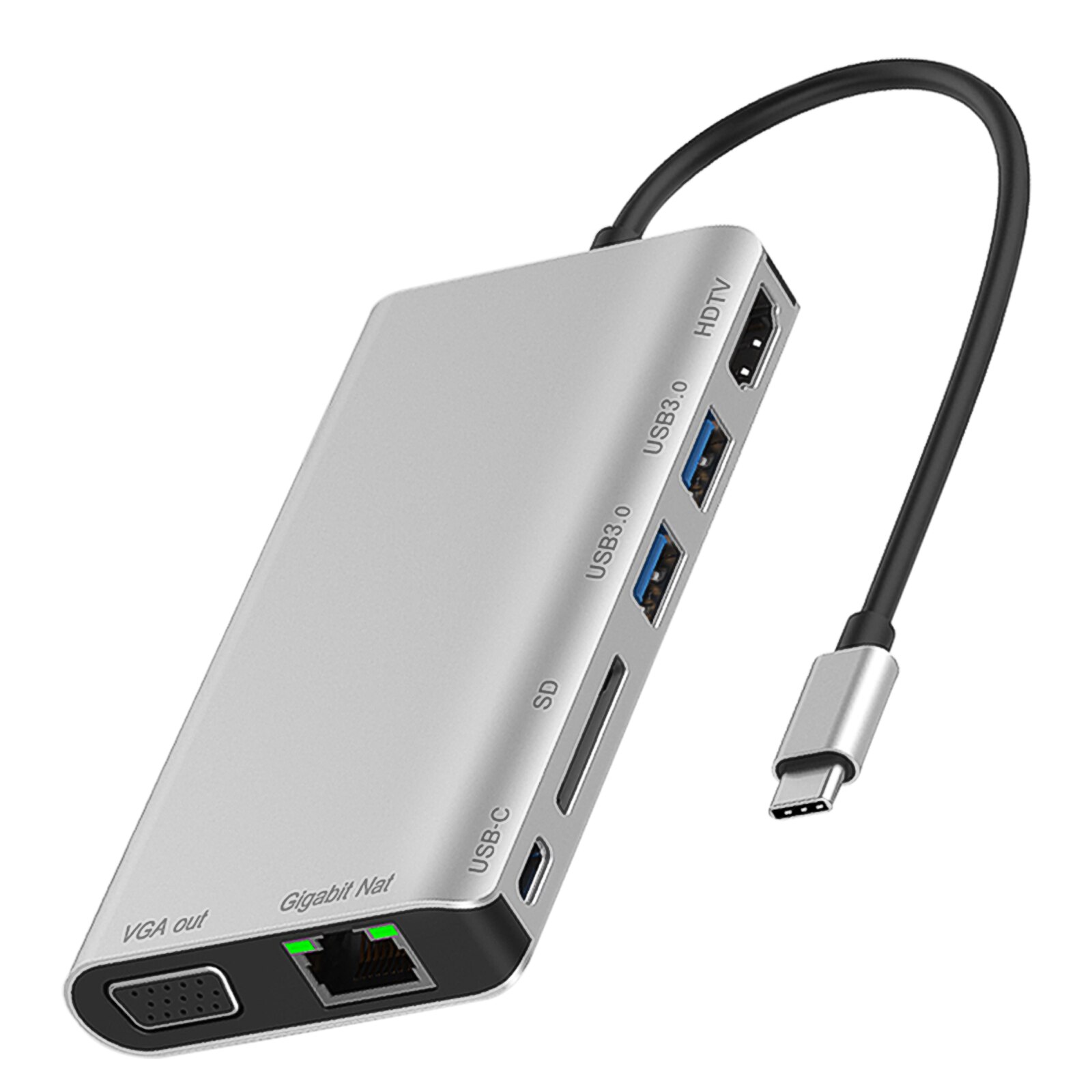 Notebook Smartphone Expansion Converter USB C Hub 8 in 1 4K Type C to HDMI-compatible VGA Ethernet 2 USB 3.0 PD Adapter Dongle