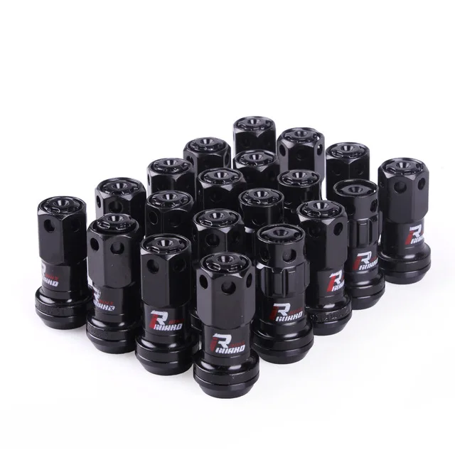 Coole R40 44-mm-Radmuttern M12x1,5/1,25 Rennradmuttern 20 Stück verriegelnde Rennradmuttern + 2 Sätze Sicherheitsschlüssel: M12X1,25 / schwarz