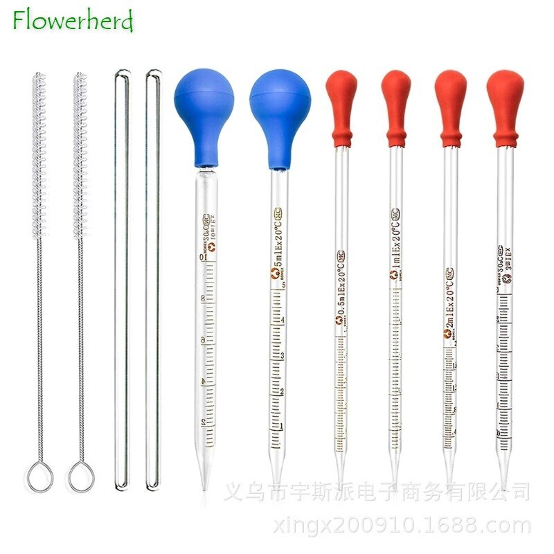 10-piece Glass Pipettes Graduated Dropper 0.5 Ml 1 Ml 2 Ml 3 Ml 5 Ml 10 Ml Long Glass Candle Making Kit