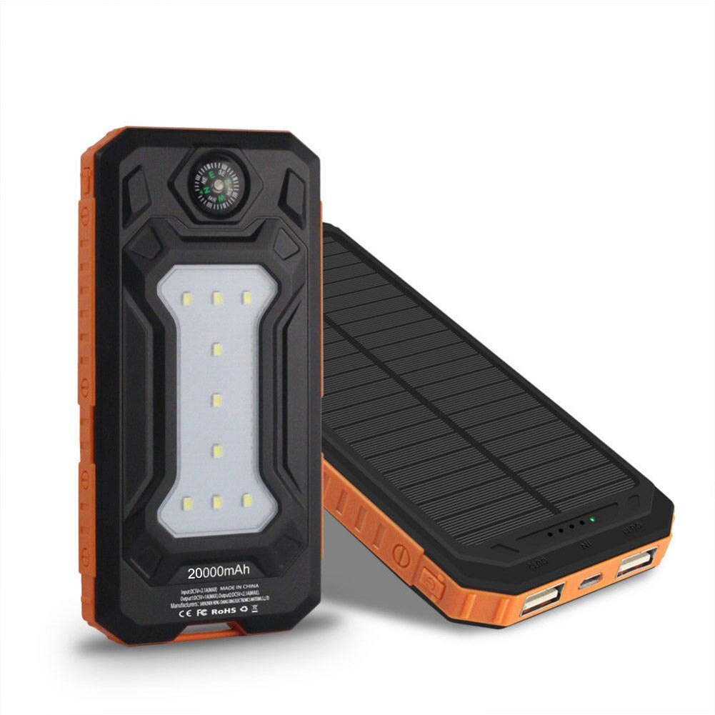 Fr Es Us ! 200000Mah Outdoor Verlichting Waterdichte Draagbare Mobiele Solar Lamp Lader Dual Usb Batterij Power Bank Case Kit