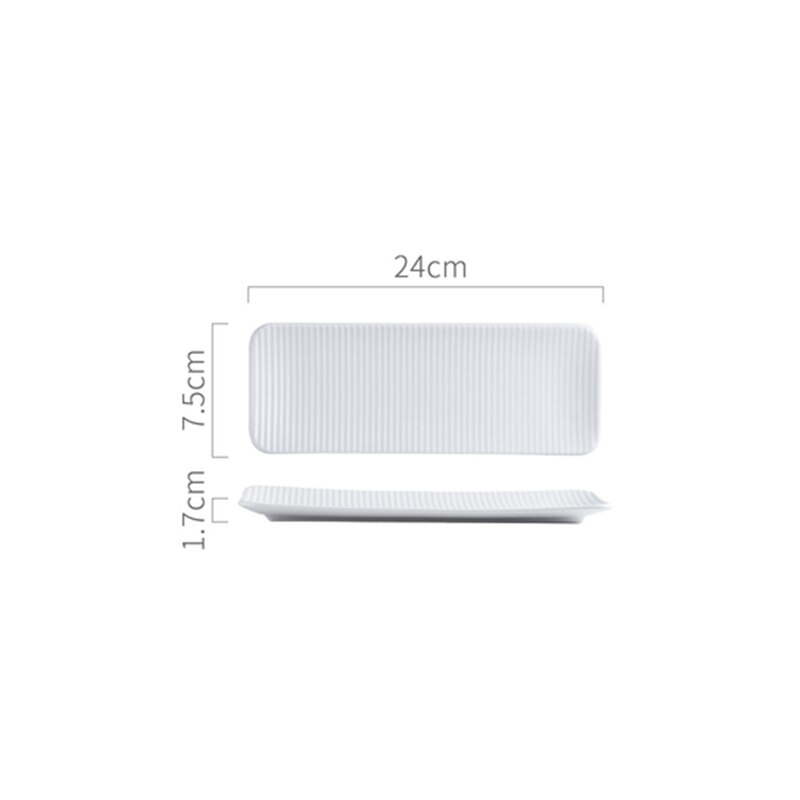 Rechthoekige sushi-dessertborden, eenvoudig herbruikbaar servies, keramisch magnetronbestendig steakbarbecuebord, huishoudelijke keukenbenodigdheden: Wit-s -2