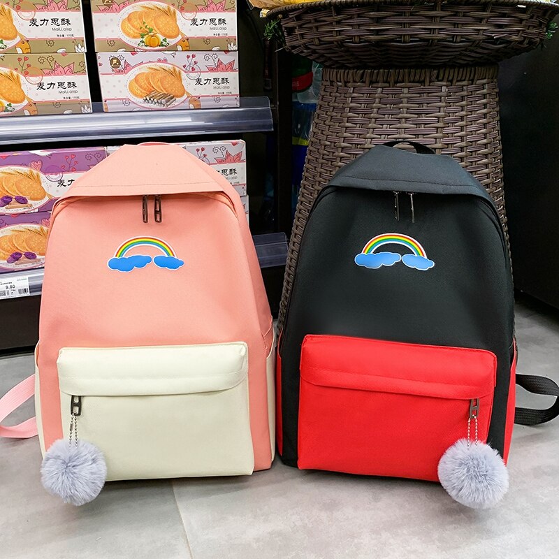 4 Piece Set Backpack Casual School Bag For Teenage Girls Large Capacity Rucksack Anti Theft Bagpack Mochilas Female Knapsack