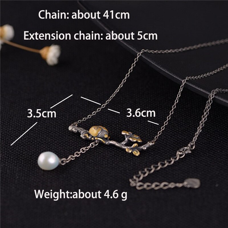 V.YA-Collar de plata de ley 925 para mujer, colgante de rama de oro flotante con temperamento a la , cadena redondo, de joyería