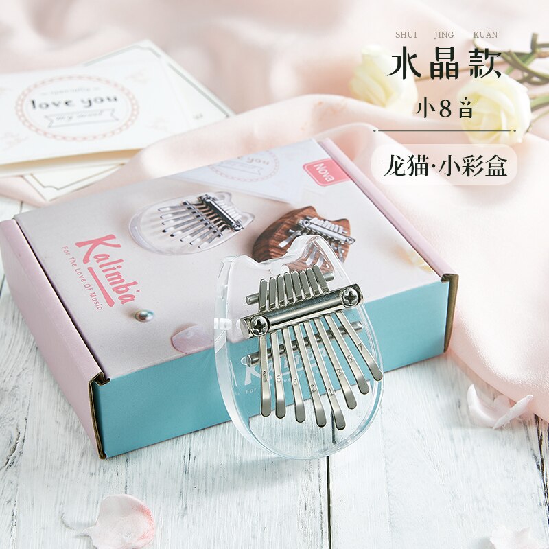 Kalimba duimharp karin bach mini vingerpiano draagbare 8- tonige dubbele vingerpiano kristallen kaart lymfe: Totoro kristalhelder