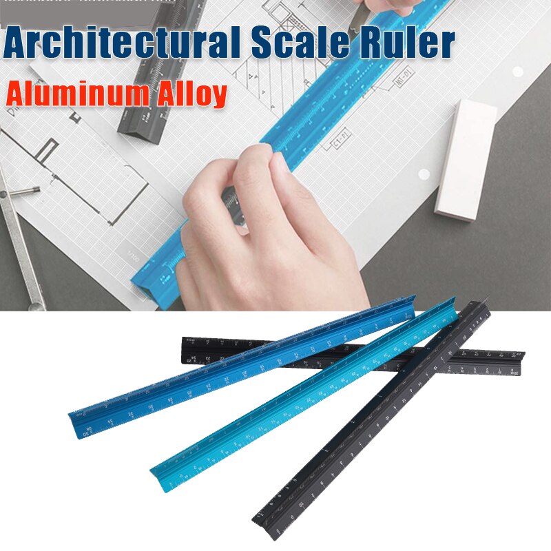 Architectural Scale Ruler Aluminum Architect Scale Triangular Scale Ruler for Architects, Draftsman, Students and Engineers