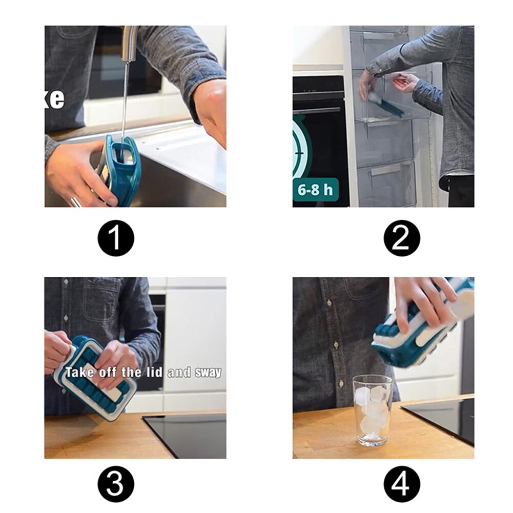 Ice Block Maker Container DIY Ice Cream Block Mould Tray 36 Grids Ice Block Storage Box for Cocktail Whiskey Cold Beverages
