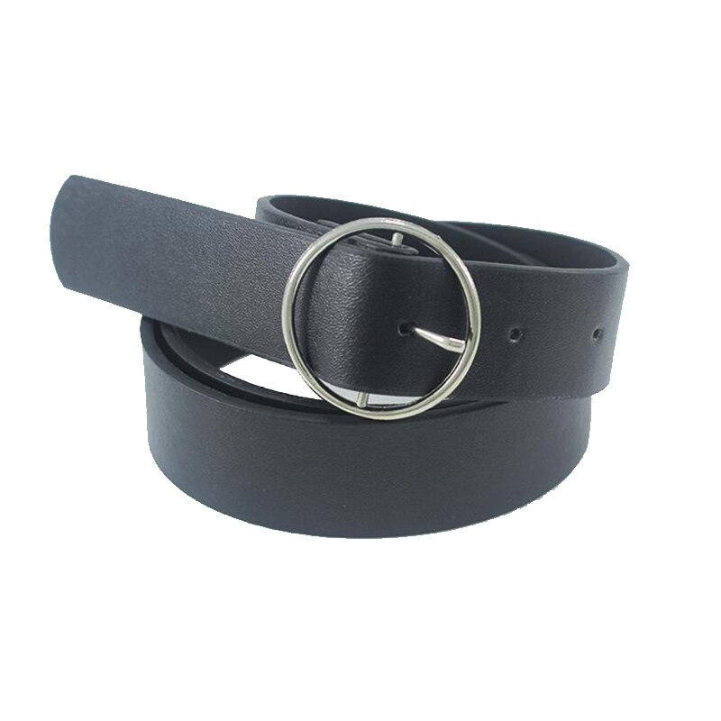 womens round casual ladies belts for jeans Modeling belts without buckles leather belt cinturon mujer: Style 2 Black