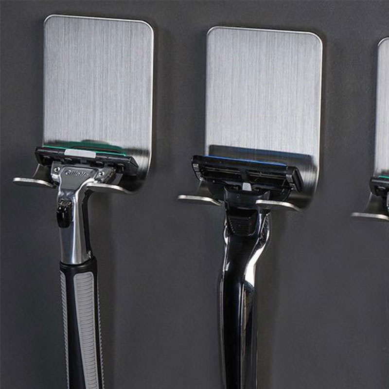 1 pc razor stainless steel bracket for men's razor holder bathroom razor holder wall adhesive storage hook kitchen rack