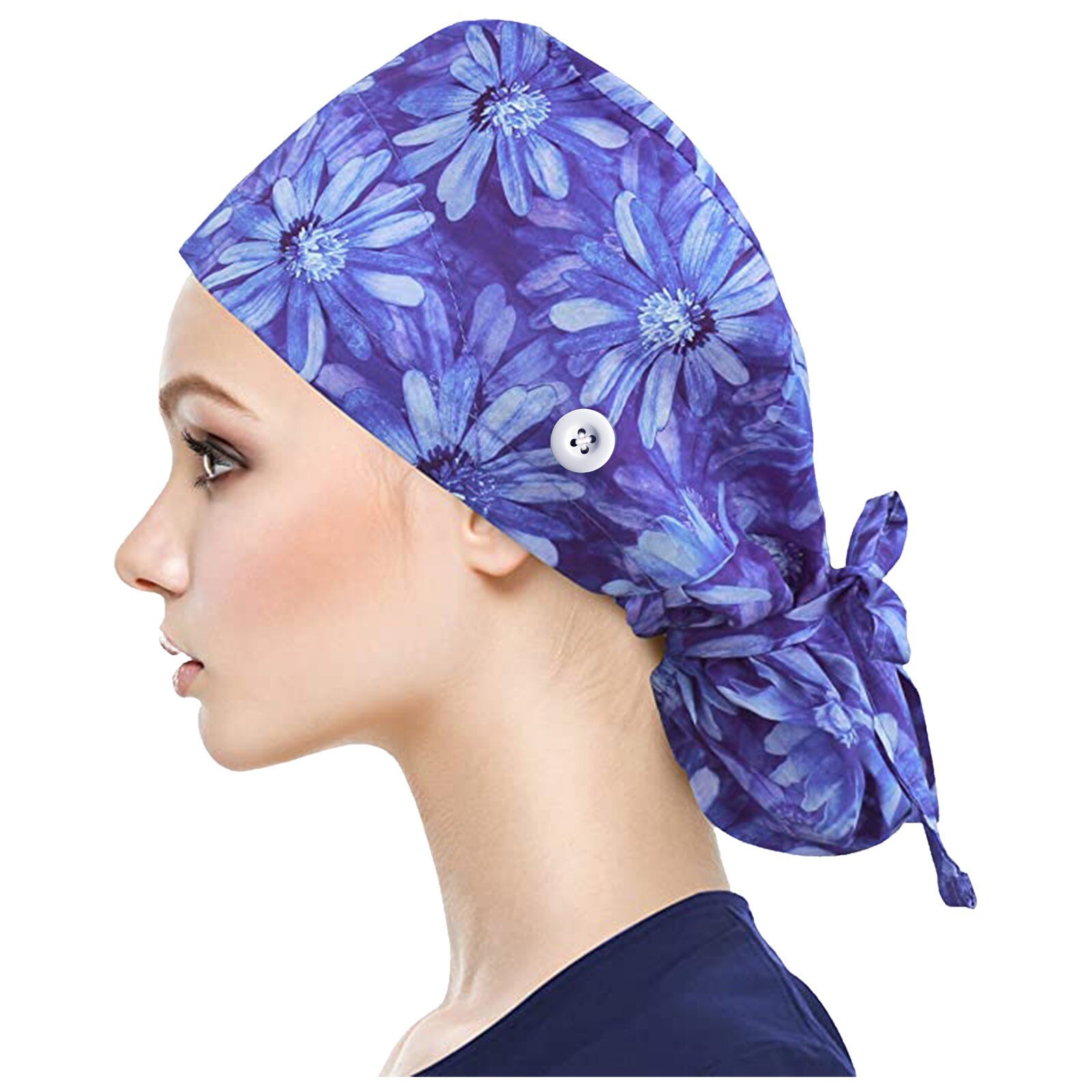 Einstellbare scrubs frauen Unisex Druck Baumwolle Peeling Hut Schönheit Salon Arbeiten Caps Krankenschwester Hut Elastische Krankenschwester Zubehör #3s: B