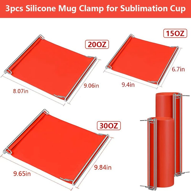 Silicone Mug Clamp 3D Sublimation Silicone Tumbler Wrap Heat Press Silicone Mug Clamp Fixture For DIY Mugs Printing