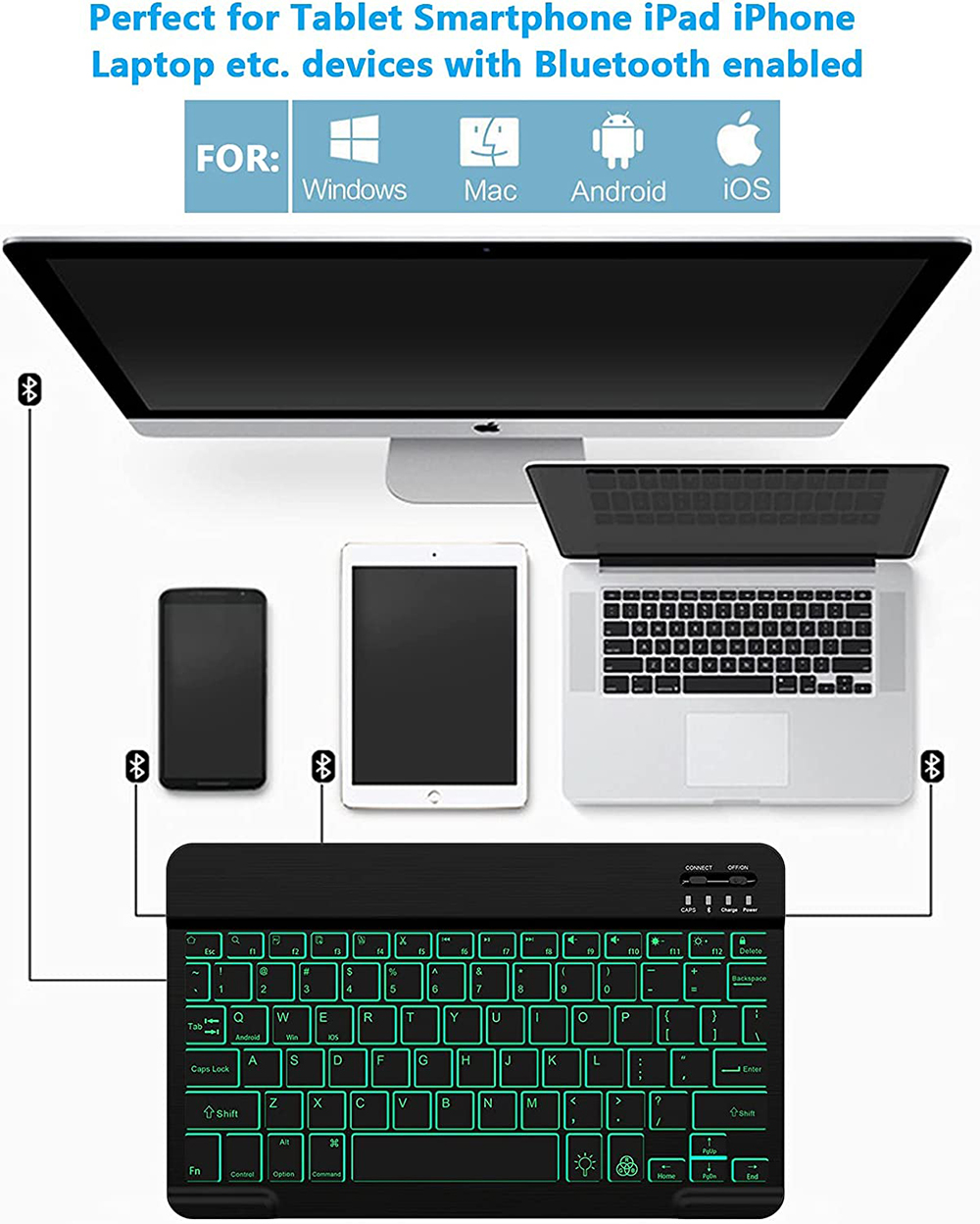 Wireless Keyboard RGB Bluetooth Keyboard Wireless Russian Keyboards Rechargeable Multi Backlit For IOS Android Windows For iPad