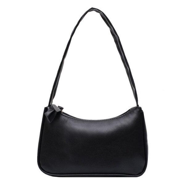 Gusure retro baguette sacos de ombro feminino cor pura pequena bolsa lazer senhora mini macio couro do plutônio bolsa e bolsas: Black