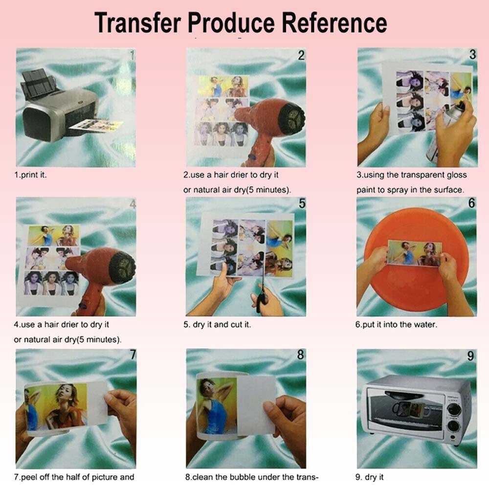 20 Pcs Water Slide Decal Transfer Papier Diy Kleding Patroon Tool Voor Inkjet Printer A4 Hoge Resolutie Diy Cup