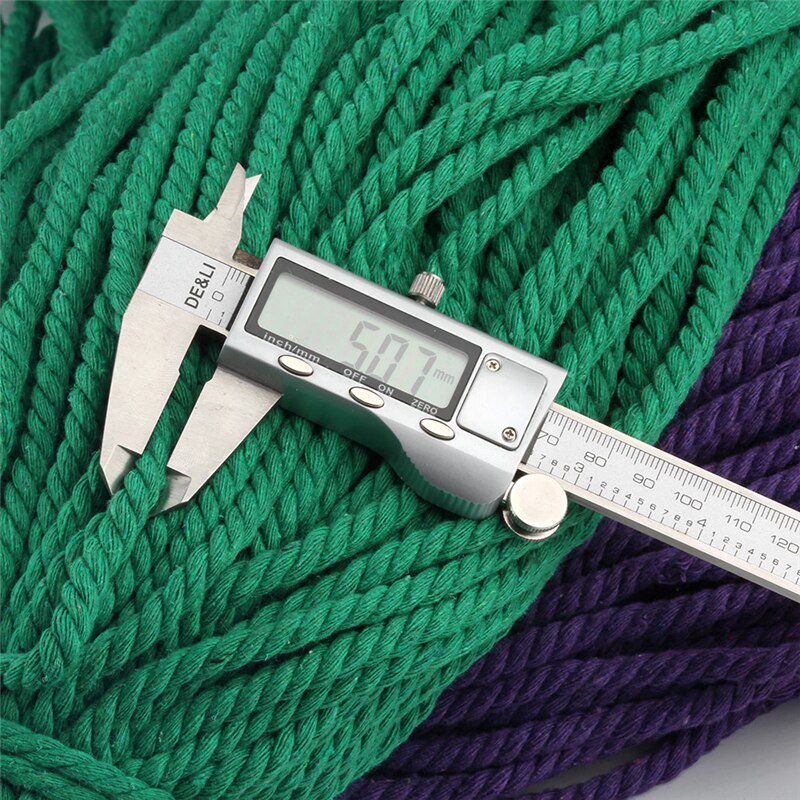 100% Katoen 3 Aandelen Twisted Katoenen Koorden 5Mm Diy Craft Decoratie Touw Katoenen Koord Voor Tas Trekkoord Riem 15 kleuren